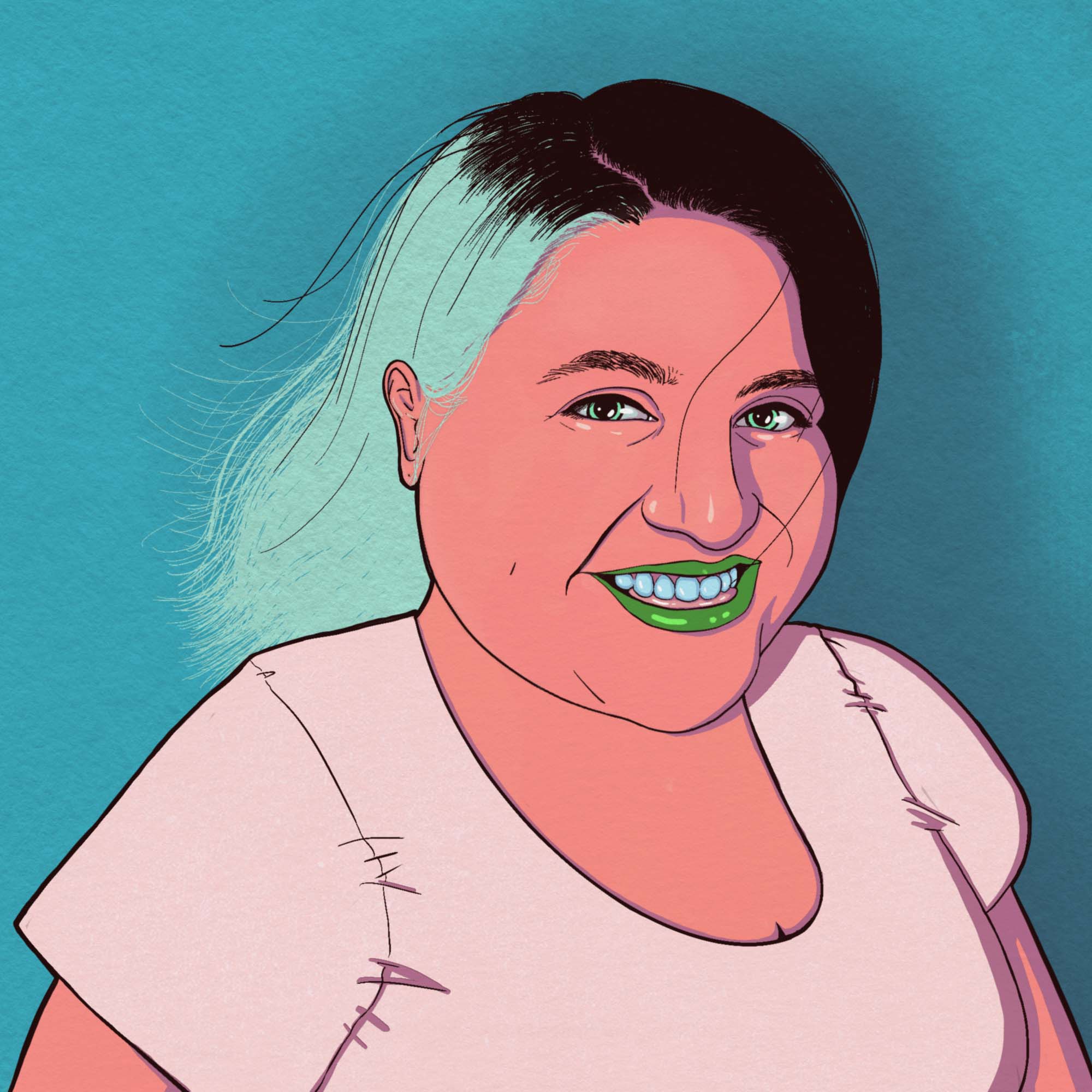 Digital portrait of a young smiling Latina woman..